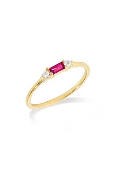 Ys Gems Baguette & Round Gemstone Ring In Gold