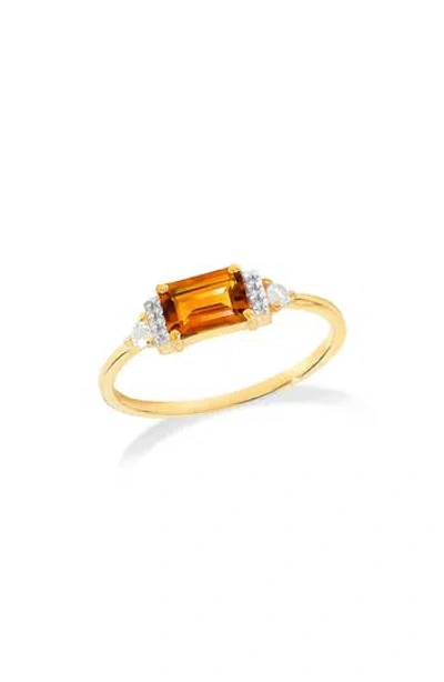 Ys Gems Baguette & Round Mix Gemstone Ring In Gold