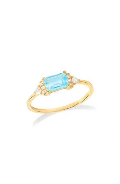 Ys Gems Baguette & Round Mix Gemstone Ring In Gold