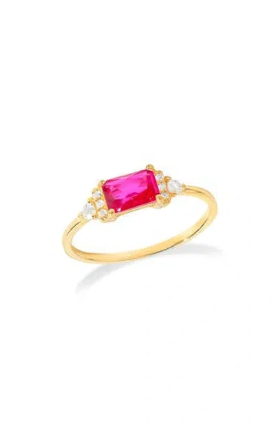 Ys Gems Baguette & Round Mix Gemstone Ring In Gold