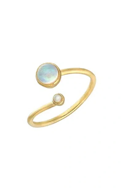 Ys Gems Bezel Set Opal Bypass Ring In Multi