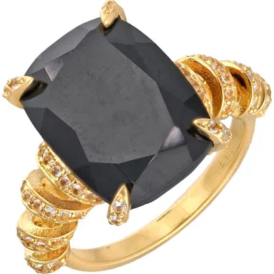 Ys Gems Black Onyx & Pavé White Topaz Ring