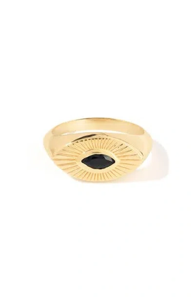 Ys Gems Black Spinel Statement Ring In Gold