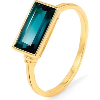 Ys Gems Blue Quartz Gold Plated Ring