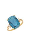 Ys Gems Blue Quartz Three-stone Ring