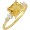Ys Gems Citrine & White Topaz Ring In Yellow Gold