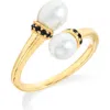 Ys Gems Cultured Pearl Bypass Ring In Gold