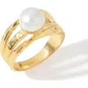 Ys Gems Cultured Pearl Split Band Ring In Gold