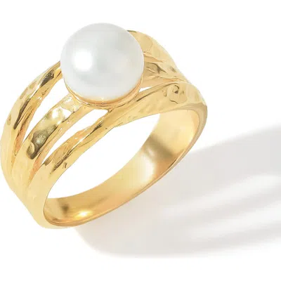 Ys Gems Cultured Pearl Split Band Ring In Gold