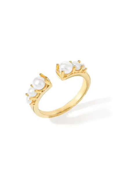 Ys Gems Cultured Pearl Split Shank Ring In Gold