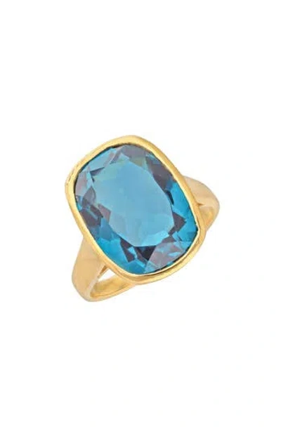 Ys Gems Cushion Cut Blue Quartz Ring