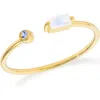 Ys Gems Double Stone Open Band Ring In Gold