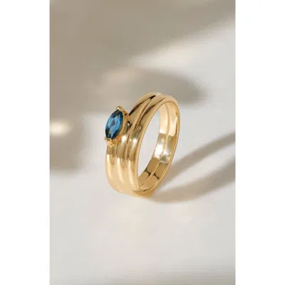 Ys Gems East-west Marquise Ring In Gold Topaz Blue