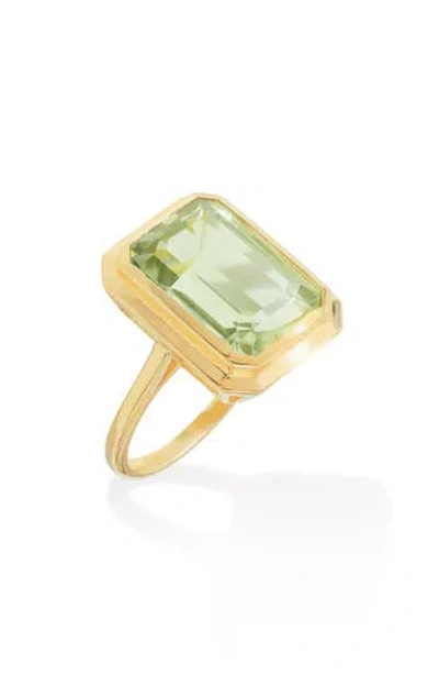 Ys Gems Elongated Cushion Cut Amethyst Ring In Green