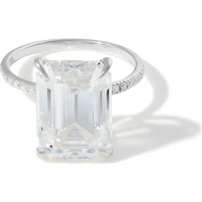 Ys Gems Emerald Cut Lab Created Moissanite Ring In White