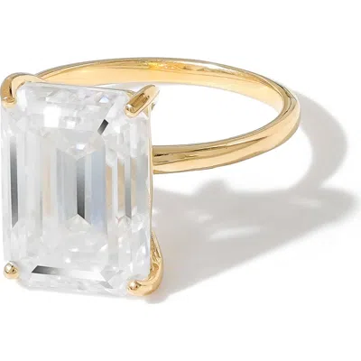 Ys Gems Emerald Cut Lab Created Moissanite Statement Ring In White