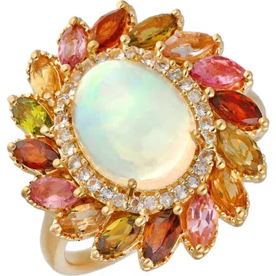 Ys Gems Ethiopian Opal Oval Halo Ring