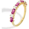 Ys Gems Garnet & White Topaz Band Ring In Gold