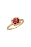 Ys Gems Garnet & White Topaz Ring In Red