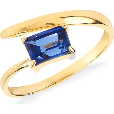 Ys Gems Gemstone Bypass Ring In Blue