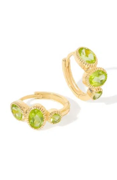 Ys Gems Gemstone Huggie Hoop Earrings In Gray