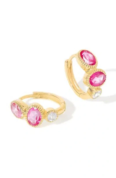 Ys Gems Gemstone Huggie Hoop Earrings In Pink