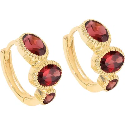 Ys Gems Gemstone Huggie Hoop Earrings In Red