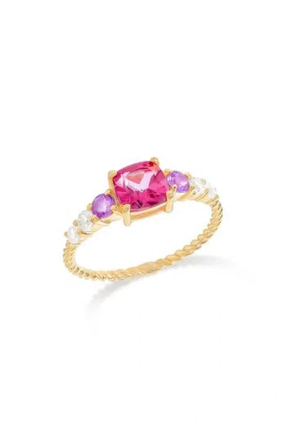 Ys Gems Gemstone Twist Band Ring In Gold
