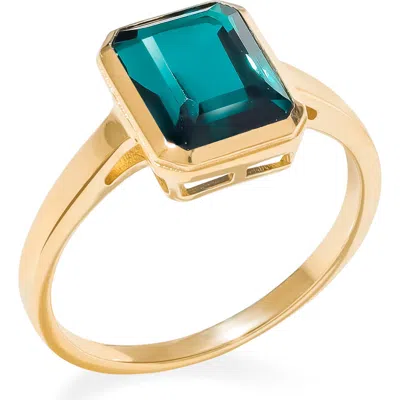 Ys Gems Gold Plated Emerald Cut Black Onyx Ring In Blue