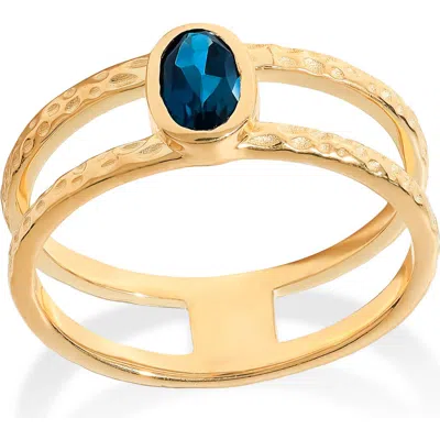 Ys Gems Goldtone Blue Quartz Ring In Gold Blue Quartz