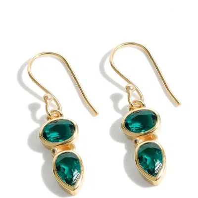 Ys Gems Goldtone Drop Earrings In Green