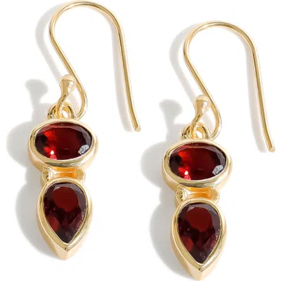 Ys Gems Goldtone Drop Earrings In Red