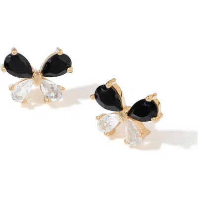 Ys Gems Goldtone Stud Earrings In Black