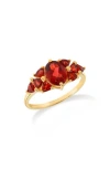 Ys Gems Graduated Garnet Ring In Red