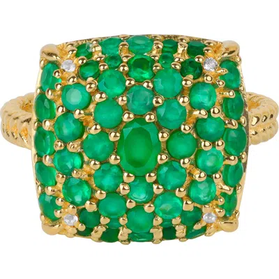 Ys Gems Green Onyx Pavé Cushion Cocktail Ring