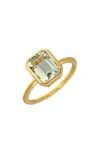 Ys Gems Green Quartz Solitaire Ring