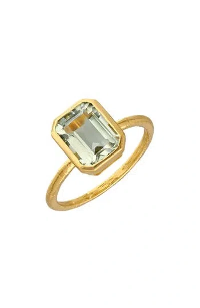 Ys Gems Green Quartz Solitaire Ring