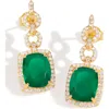 Ys Gems Halo Drop Earrings In Green