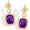 Ys Gems Halo Drop Earrings In Purple