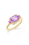 Ys Gems Halo Frame Multi Gemstone Ring In Gold