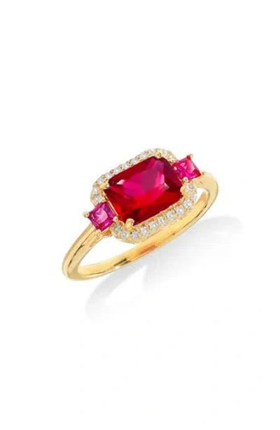 Ys Gems Halo Frame Multi Gemstone Ring In Pink