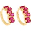 Ys Gems Lab Created Gemstone Huggie Hoop Earrings In Ruby