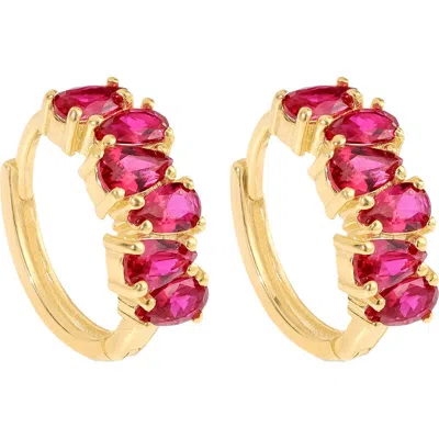 Ys Gems Lab Created Gemstone Huggie Hoop Earrings In Ruby