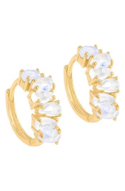 Ys Gems Lab Created Gemstone Huggie Hoop Earrings In Yellow