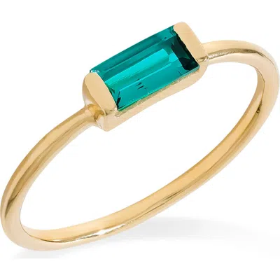 Ys Gems Lab Created Green Quartz Baguette Solitaire Ring