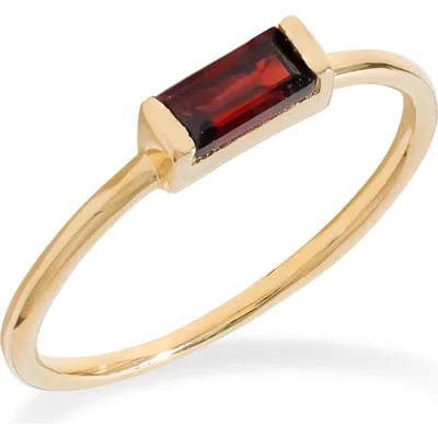 Ys Gems Lab Created Green Quartz Baguette Solitaire Ring In Red
