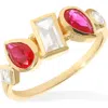 Ys Gems Lab Created Ruby & Gemstone Ring In Pink