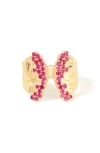 Ys Gems Lab Created Ruby Open Ring In Pink