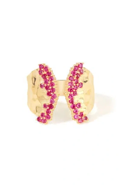 Ys Gems Lab Created Ruby Open Ring In Pink