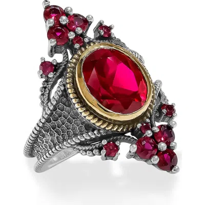 Ys Gems Lab Created Ruby Statement Ring In Pink